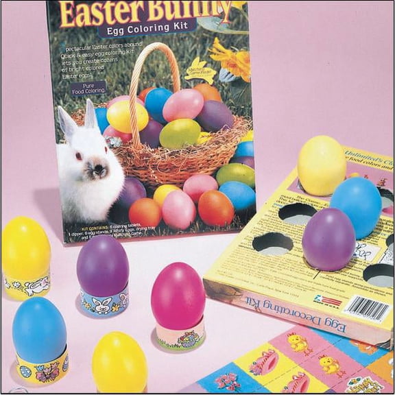 Easter Bunny Egg Pastel Coloring 14pc Decorating Kit, Multi Spring Colors
