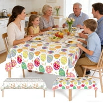 Easter Bunny & Egg Pattern Tablecloth - Festive Rectangular Table Cover for Dining Table/Party/Brunch, Durable Washable Fabric for Spring Holiday Decor, Perfect for Easter Gatherings, 107*54in, A