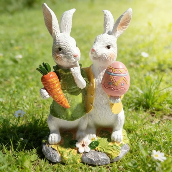 Easter Bunny Egg Resin Ornament Tabletop Garden Courtyard Balcony Decor Handmade Style Spring Holiday Gift 1 Pack 14.5cm