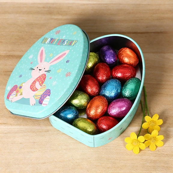 Easter Bunny Egg Shaped Tin Box Set Themed Candy Storage Tins for Holiday & Decor