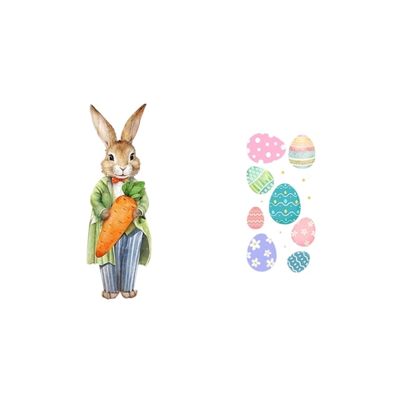 Easter Bunny Egg Static Glass Sticker, Cartoon Pet Window Decal, Festive Holiday Atmosphere Decor - Static Adhesive No Residue, Cartoon Pet Shapes, Festive Themed Decoration -