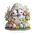 thumbnail image 1 of Easter Bunny Egg Table Decoration Acrylic Stand Sign Holiday Ornament Colorful Eggs Spring Flowers Design Stable Base Versatile Size Living Room Window Spring Centerpiece Home Decor, 1 of 3