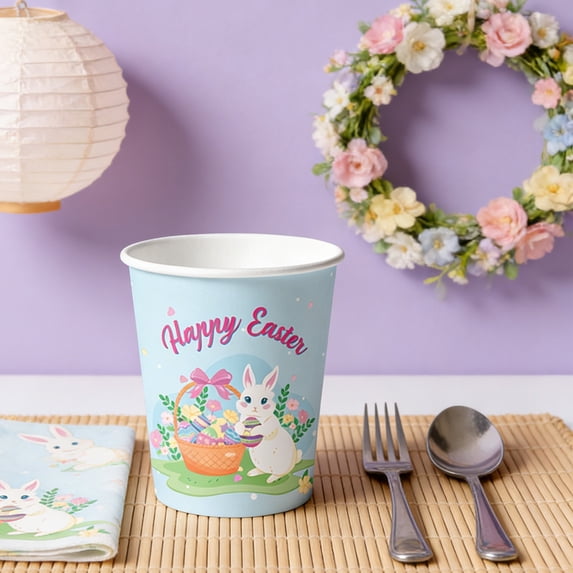 Easter Bunny Egg Themed Tableware Set Includes Paper Plates Cups Napkins For Holiday Parties Seasonal Decorations And Festive Gatherings