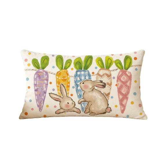 Easter Bunny Egg Throw Pillow Cover - Festive Decor With Bunny & Egg Design, Linen Material For Breathability, Empty Pillowcase For Sofa, Car Seat, Holiday Parties, Spring