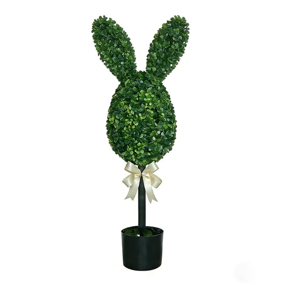 Easter Bunny Egg Tree with Faux Boxwood | Decorative Potted Plant for Indoor Spring Décor | DIY Weighted Base | Easter Party Home Table Centerpiece Ornament