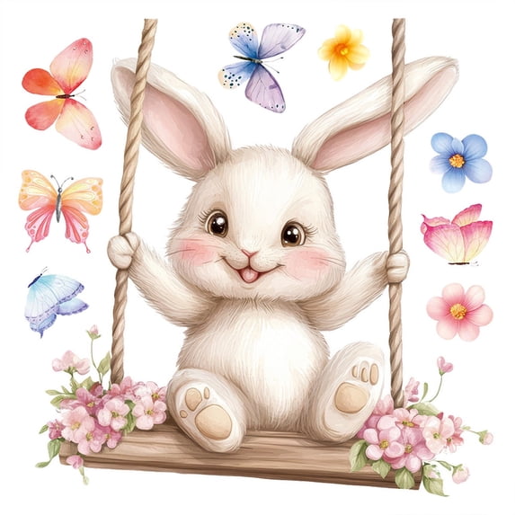 Easter Bunny & Egg Window Cling – 23.6x23.6in Removable Electrostatic Sticker for Glass, Walls, Living Room & Holiday Home Decoration