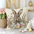 thumbnail image 1 of Easter Bunny Egg and Flower Pillow Cover – Decorative Embroidered Pillowcase for Sofa and Car, Holiday Spring Home Decor Festive Cover Living Spaces, 1 of 5