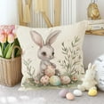 thumbnail image 1 of Easter Bunny Egg and Flower Pillow Cover – Decorative Embroidered Pillowcase for Sofa and Car, Holiday Spring Home Decor Festive Cover Living Spaces, 1 of 5