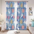 thumbnail image 1 of Easter Bunny Eggs Blackout Curtains for Bedroom/Living Room, Pinch Pleated Black Out Curtains, Spring Leaves Daisy Flowers Blue Plaid Room Darkening Window Drapes with Hooks 2 Panels, 59"x70", 1 of 8