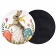 thumbnail image 1 of Easter Bunny Eggs Coasters Set of 2, Absorbent Coasters for Drinks, Spring Tulip Daisy Flowers Leaves Country Coaster for Desk Coffee Table Protection, Home Decor House Warming Gifts 4", 1 of 8