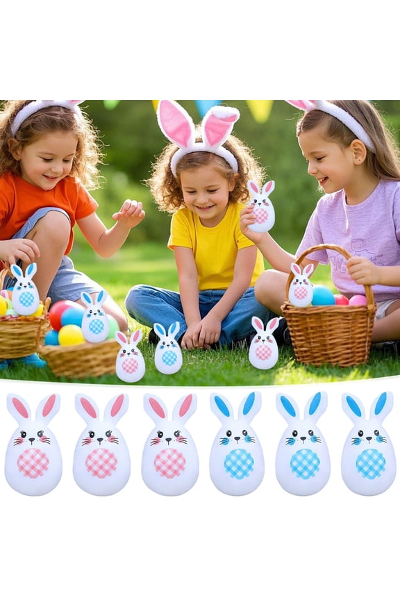 Easter Bunny Eggs, Cute Plastic Easter Eggs, Easter Egg Hunt Party Favors Candy Gift, 6 Counts