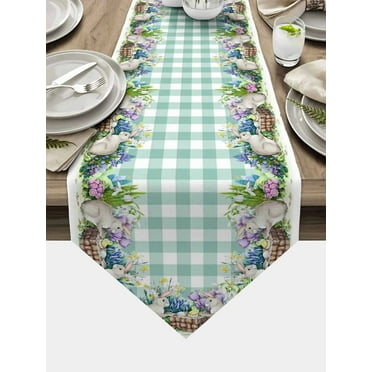Happy Easter Egg Table Runner - 72 Inch Spring Decoration For Dining Table, Indoor Party Decor