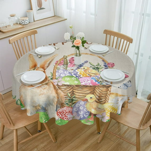 Thanksgiving Fall Pumpkin Plaid Round Tablecloth Wedding Hotel Table Cover Holiday Dining Table Waterproof Tablecloth