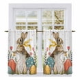 thumbnail image 1 of Easter Bunny Eggs Kitchen Curtains 45 Inch Length, Spring Tulip Daisy Flowers Leaves Country Tiers Curtains for Bathroom Bedroom Cafe, Light Filtering Small Window Treatment Drapes 2 Panels 42"Wx45"L, 1 of 8