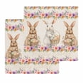 thumbnail image 1 of Easter Bunny Eggs Kitchen Dish Towels for Drying Dishes Set of 2, Spring Flowers Rabbits Plants Retro Beige Waffle Weave Microfiber Hand Tea Bathroom Towels Quick Dry & Absorbent Towel 12x12, 1 of 7