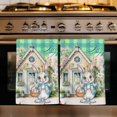 thumbnail image 1 of Easter Bunny Eggs Kitchen Towels Set of 2, Spring Pink Flowers Country Cabin Green Plaid Absorbent Dish Towels for Kitchen, Microfiber Hand Towel, Quick Drying Tea Towel for Cleaning Dishcloths, 1 of 7