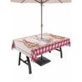 thumbnail image 1 of Easter Bunny Eggs Outdoor Tablecloth - 60x120 Inch Rectangle Dining Table Cover, Spring Wildflowers Plants Pink Farm Plaid Waterproof Outdoor Table Cloth with Umbrella Hole & Zipper for Picnic/Patio, 1 of 7