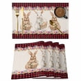 thumbnail image 1 of Easter Bunny Eggs Placemats Set of 6 Spring Flowers Rabbits Retro Red Black Plaid Place Mats Indoor Wipeable Table Mats Washable Dining Table Placemats for Kitchen Holiday Party Home Decor 13x19 Inch, 1 of 9
