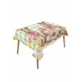 thumbnail image 1 of Easter Bunny Eggs Rectangle Tablecloth, Spring Tulips Country Rabbits Green Checkered Waterproof & StainResistant Tablecloth, Washable Oil-proof Table Cover for Dining/Party/Wedding/Buffet 60x84 In, 1 of 9