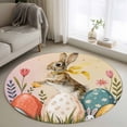 thumbnail image 1 of Easter Bunny Eggs Round Area Rug 3.3Ft Washable Circle Rugs for Dining Room Table, Spring Tulip Flowers Leaves Country Plants Non-Slip Carpet Floor Mats Indoor Outdoor Carpet Runner Home Decor, 1 of 8