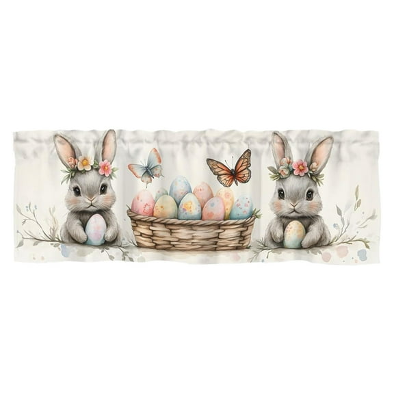 Easter Bunny Eggs Valances For Kitchen Living Room Bathroom Bedroom Window Spring Rabbits Curtain Valance Washable