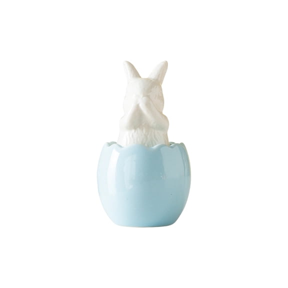 Easter Bunny Eggshell Figurine Ornament - Cute Rabbit Peeking from Cracked Egg Resin Statue, Adorable White Bunny in Pastel Egg Shell, Whimsical Spring Easter Home Shelf Tabletop Decoration