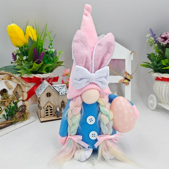 Easter Bunny Faceless Doll Plush Toy for Home Car, Soft Polyester Pink Rabbit 30cm, Festive Decoration for Spring Celebration and Gift