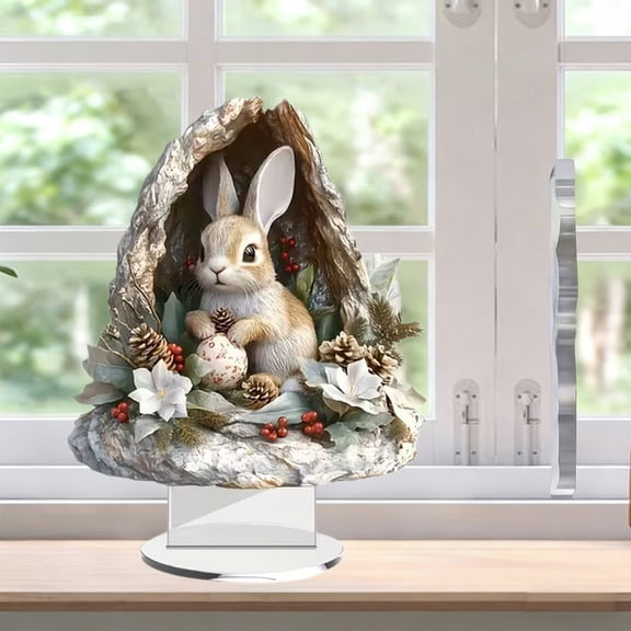 Easter Bunny & Fairy Acrylic Tabletop Decor, 2D Flat Standing Figurine for Spring, Home, Party Decor