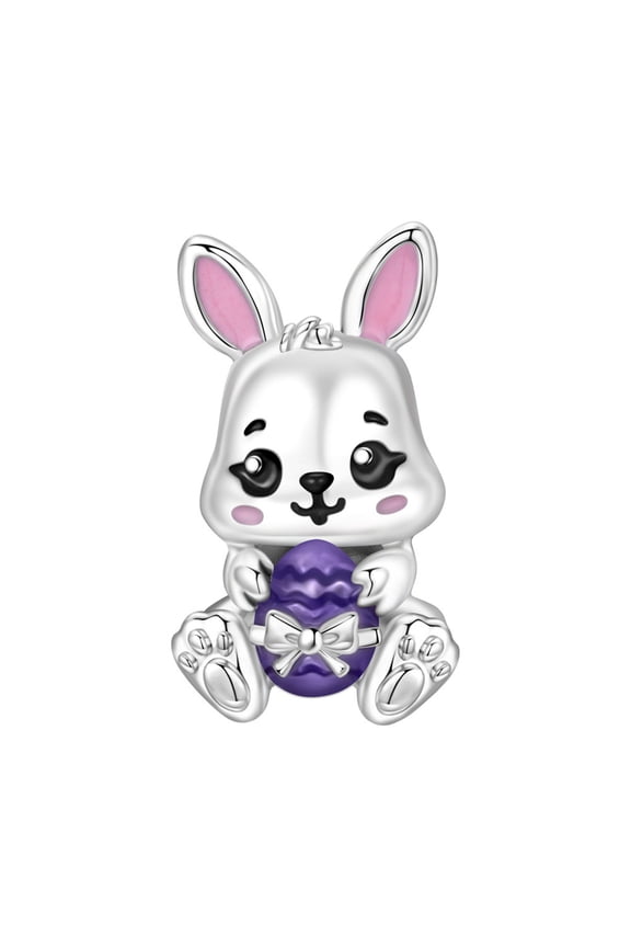 Easter Bunny Fashion Silver-Plated Charm Beads for Jewelry Making