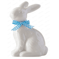 thumbnail image 1 of Easter Bunny Figurine 4inch, Blue Sitting Porcelain Resin White Rabbit Statue with Colorful Checkered Bow Modern Bunnies Art Sculpture Minimalism Home Aesthetic Table Centerpieces, 1 of 12