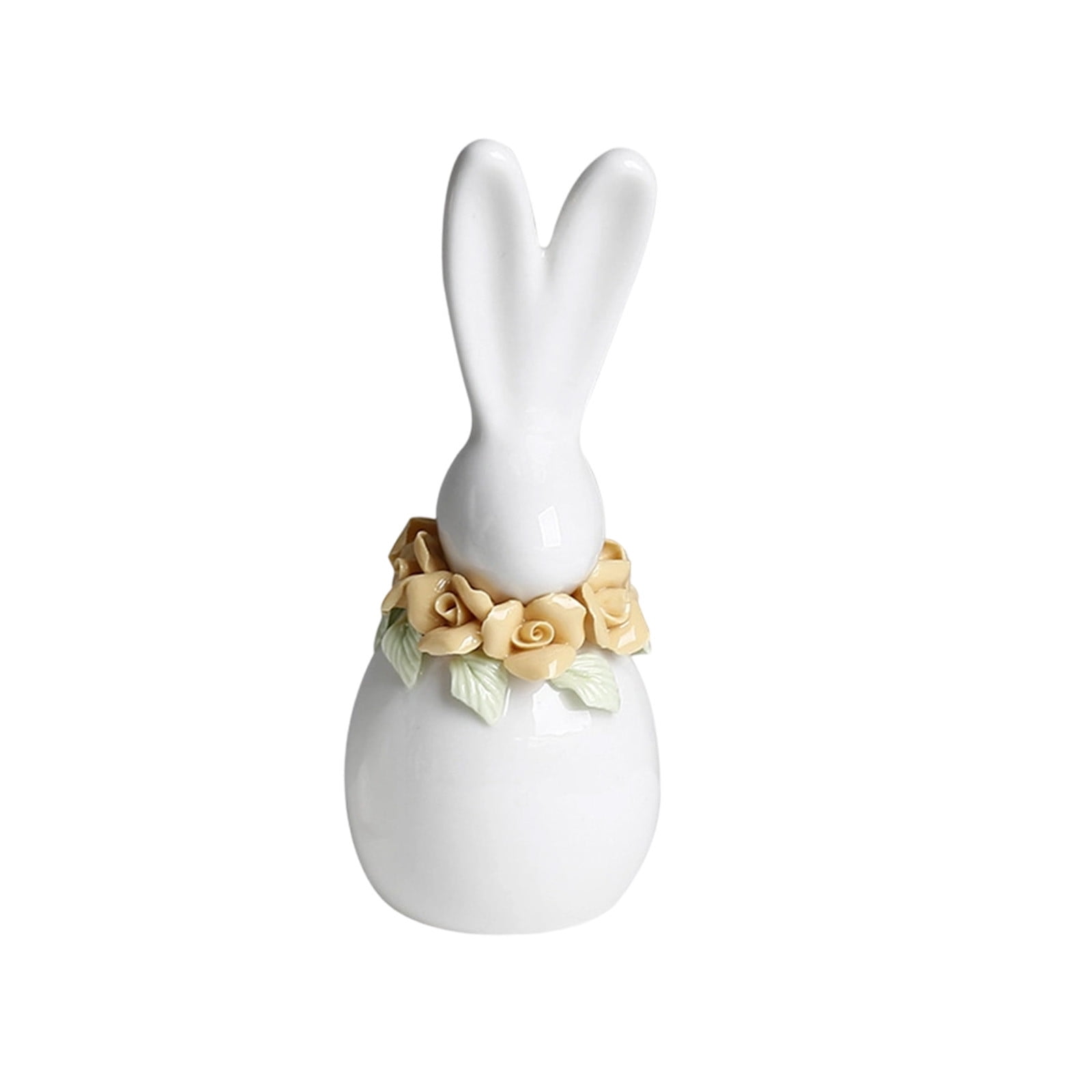 Easter Bunny Figurine Ceramic Sculpture with Handcrafted Floral Accent ...