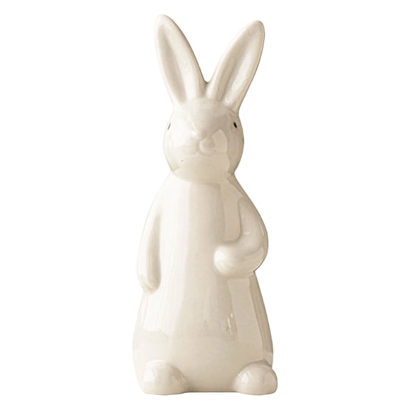 Easter Bunny Figurine, Cute White Rabbit Decorative Ornament, Tabletop Sculpture For Home Office Bedroom Living Room Shelf Display, Festive Spring Decoration Gift