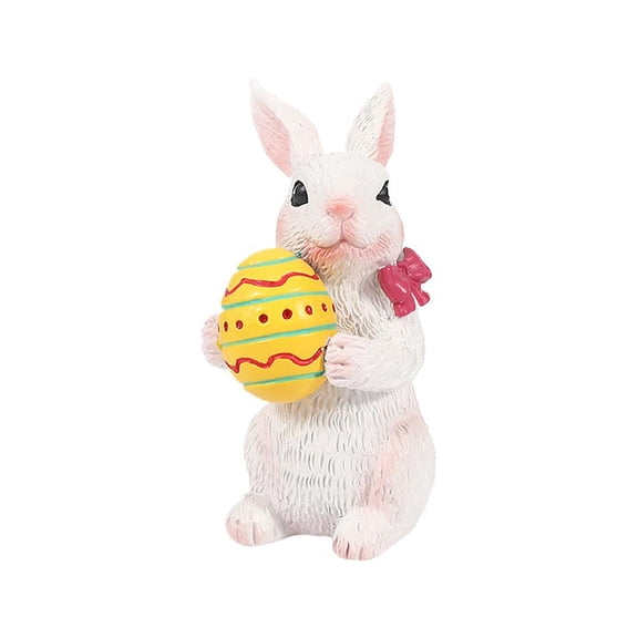 Easter Bunny Figurine Decor, Standing Spring Resin White Rabbit Couple Statue Tabletop Ornament