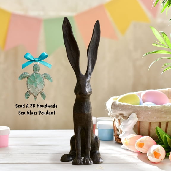 Easter Bunny Figurine - Easter Decor European-Style Metal Figurine Home Decoration Desktop Ornament