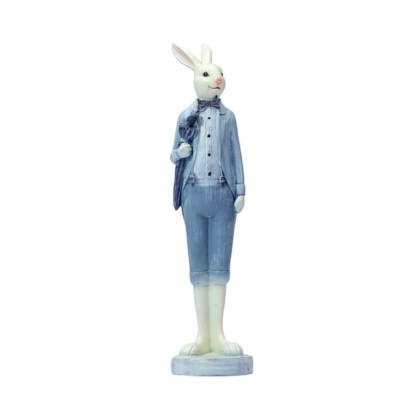 Easter Bunny Figurine, Gentleman Bunny Statue for Indoor Outdoor Home Decor, Garden Patio, Spring Holiday Tabletop Decoration - Style A