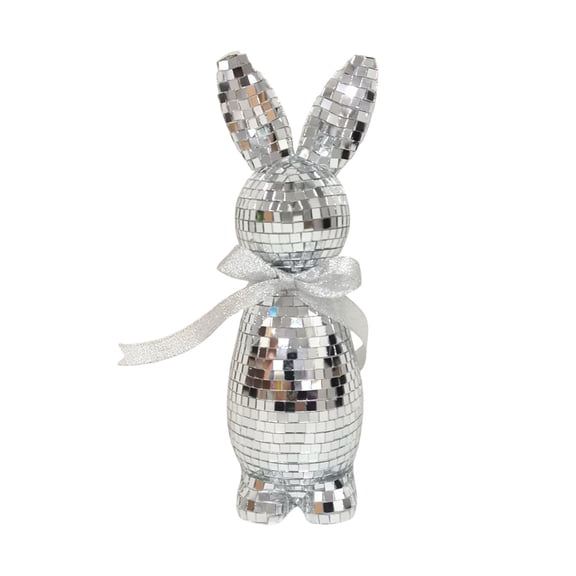 Easter Bunny Figurine Mirror Disco Rabbit Figurines Glitter Mosaic Rabbit Figurines Reflective Mirrors Rabbits Statue for Spring Home Party Table Decor