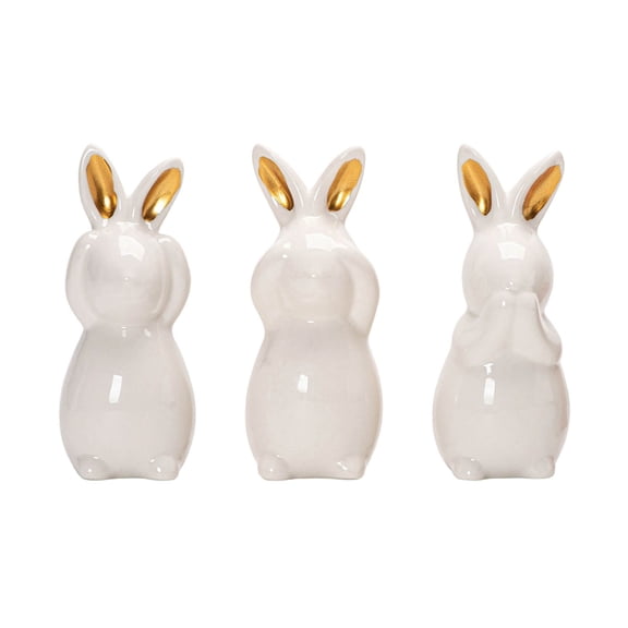 Easter Bunny Figurine with Carrot Desktop Home Cute Resin Ornament for Tabletop Shelf Easter Decor