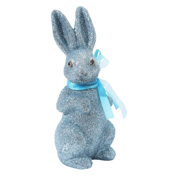Easter Bunny Figurine with Ribbon, Rabbit Statue for Spring Home Table Decor