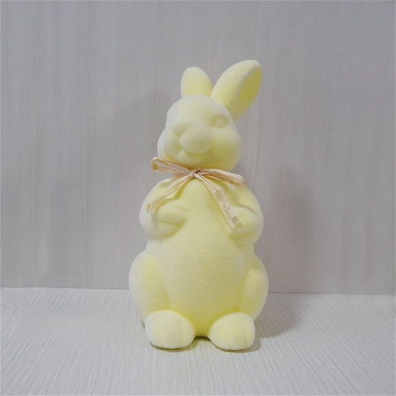 Easter Bunny Figurines, 12.2 Inch Pastel Bow-Tied Bunny Tiered Tray Decor, Spring Table Centerpiece for Indoor Decor, Bunny Shape Decoration for Home Party Office & Living Room