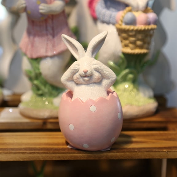 Easter Bunny Figurines – 5.3" Hand-Painted Resin Decorations with Pastel Easter Egg Design – Perfect for Spring Décor, Tabletops, and Festive Displays - See No Evil