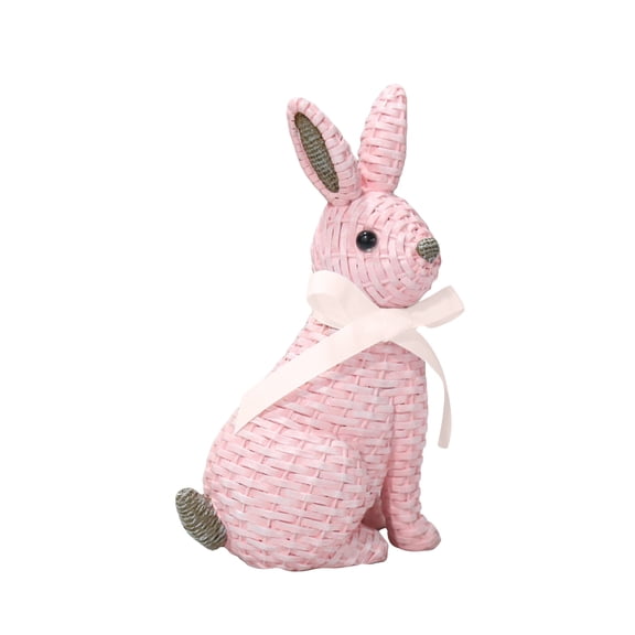 Easter Bunny Figurines Decor, Rabbit Figurine Table Decorations, Spring Bunnies Decoration Cotton Woven Statue for Home Indoor Centerpieces Fireplace Farmhouse Gifts