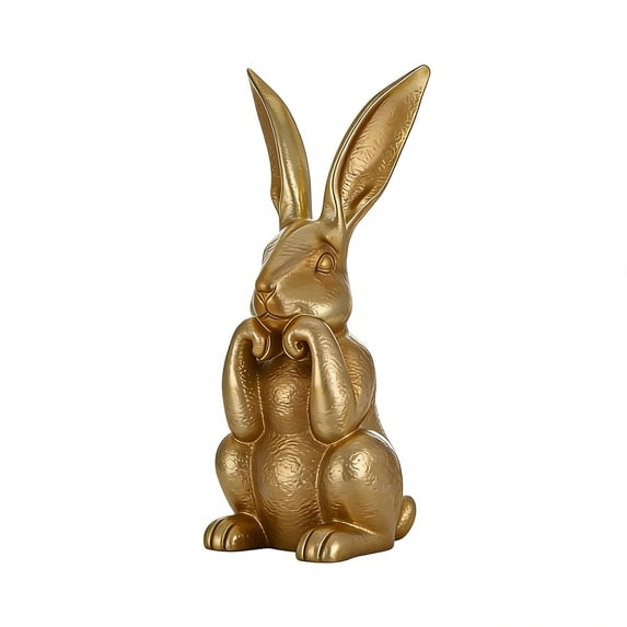 Easter Bunny Figurines, Gold Home Decor Resin Rabbit Statue, Easter Table Decor, Large Rabbit Figurines Easter Table Centerpiece Decorative Bunny Sculpture Gift for Home Living Room Decor (1PCS-#D)