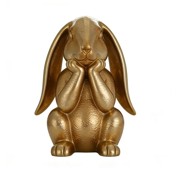 Easter Bunny Figurines, Gold Home Decor Resin Rabbit Statue, Easter Table Decor, Large Rabbit Figurines Easter Table Centerpiece Decorative Bunny Sculpture Gift for Home Living Room Decor (1PCS-#E)