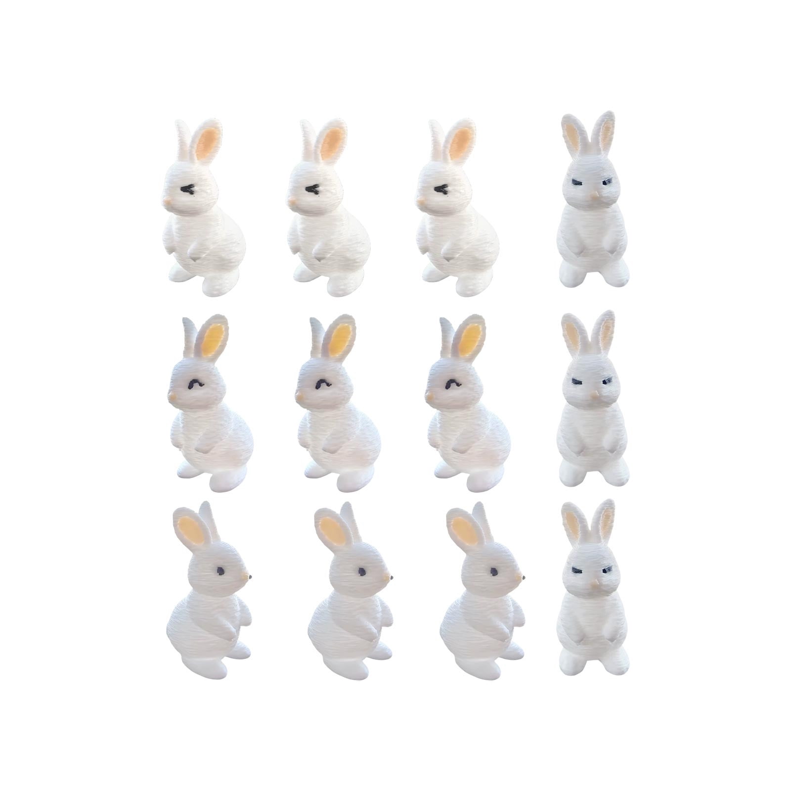 Easter Bunny Figurines Set Of 12 Miniature White Rabbits Pla Plastic ...