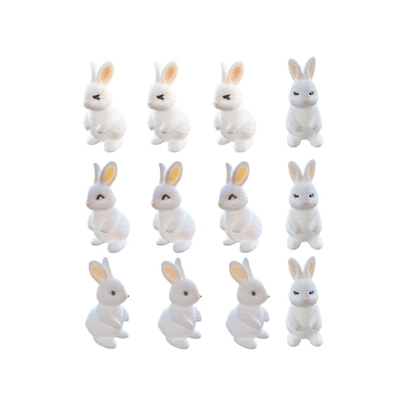 Easter Bunny Figurines Set Of 12 Miniature White Rabbits Pla Plastic Figurines With 4 Unique Poses For Fairy Garden Terrarium Table Decor