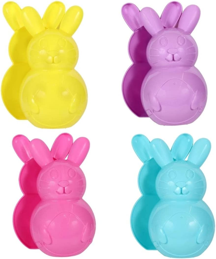 Easter Bunny Fillable Container Bunny Shaped 10 inches (4pcs) Set of 4 Colors Blue Yellow Pink & Purple Perfect for Easter Spring Basket Fillers Easter Eggs Hunt Basket Stuffers