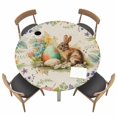 thumbnail image 1 of Easter Bunny Fitted Tablecloth with Elastic Edged, Round Table Cloth for Dining Table, Spring Floral Blossom Easter Eggs Burlap Waterproof Oil Proof Table Cover for Indoor Outdoor 36"-44", 1 of 8