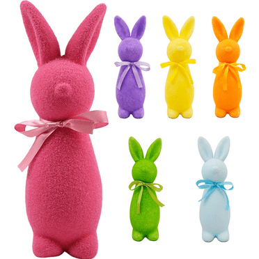 Kugisaki Easter Bunny Flocked Bunny Cute Rabbits Children's Easter Gift Toy Festival Decoration Ornaments