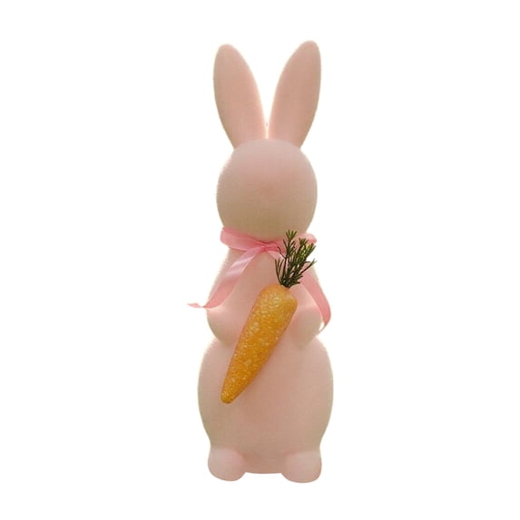 Easter Bunny Flocked Bunny Figurines Colorful Flocked Rabbit Statues Tabletop For Home Living Room Farmhouse Desktop Ornament Easter Decorations