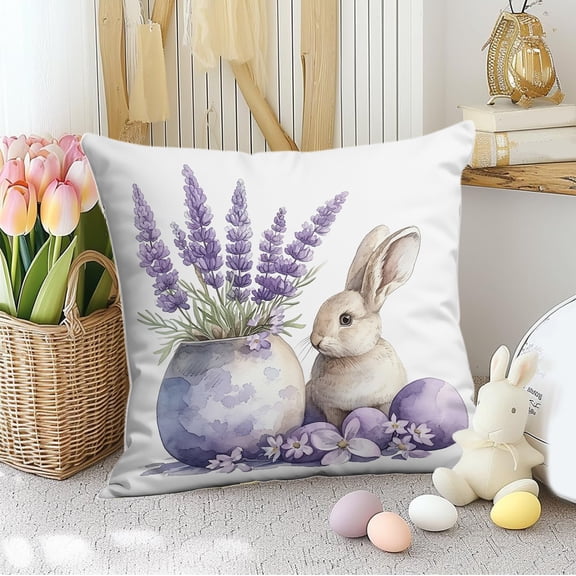 Easter Bunny Flocked Decoration, Easter Bunny Pillowcase Peach Skin Pillowcase